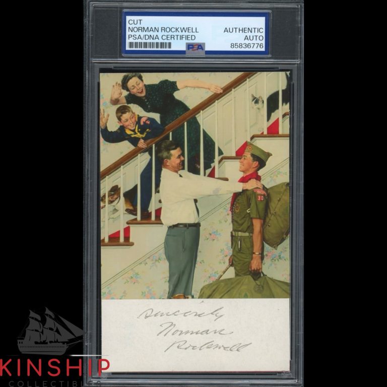 Norman Rockwell signed Cut PSA DNA Slab Rare Painter Artist Auto C6218