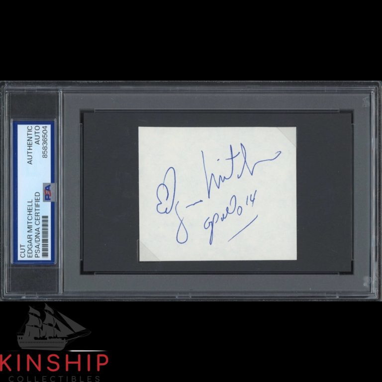 Edgar Mitchell signed Cut PSA DNA Slab Moonwalker Space Inscribed Auto C6235