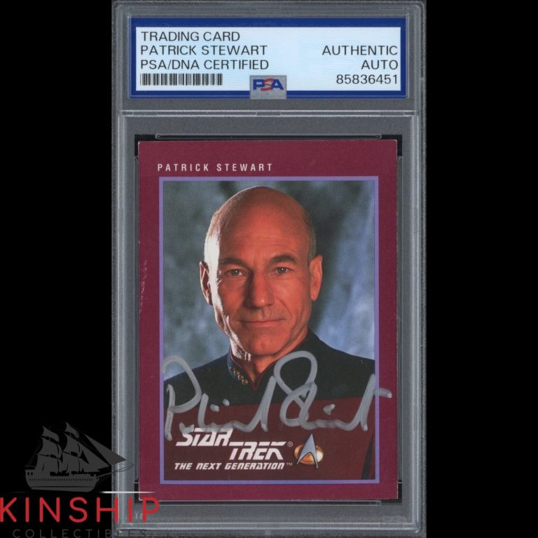 Patrick Stewart signed 1991 Impel Trading Card PSA DNA Slab Star Trek Auto C6309