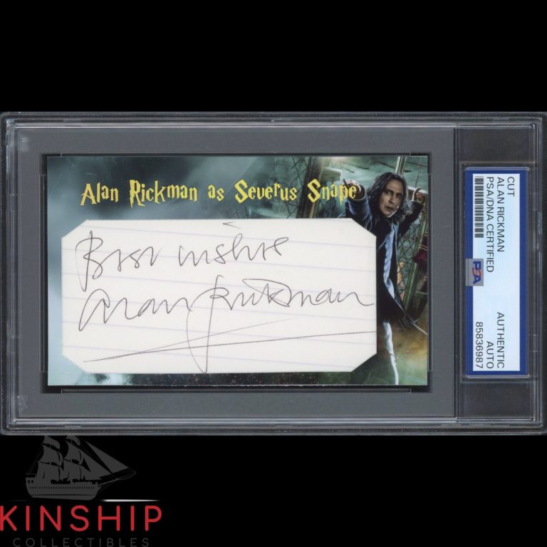 Alan Rickman signed Cut 3x5 Custom Card PSA DNA Slab Harry Potter Auto C6332
