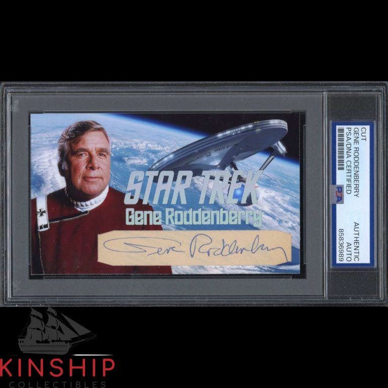 Gene Roddenberry signed Cut 3x5 Custom Card PSA DNA Slab Star Trek Auto C6354