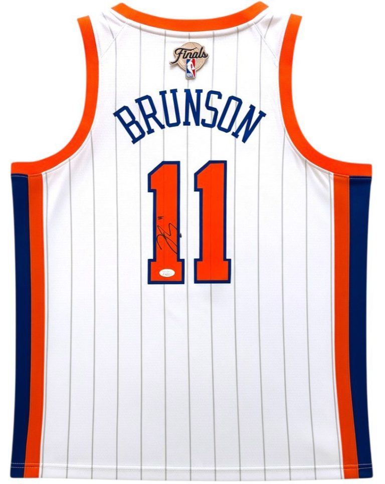 JALEN BRUNSON SIGNED NEW YORK KNICKS NBA FINALS JERSEY AUTOGRAPHED JSA COA CHAMP