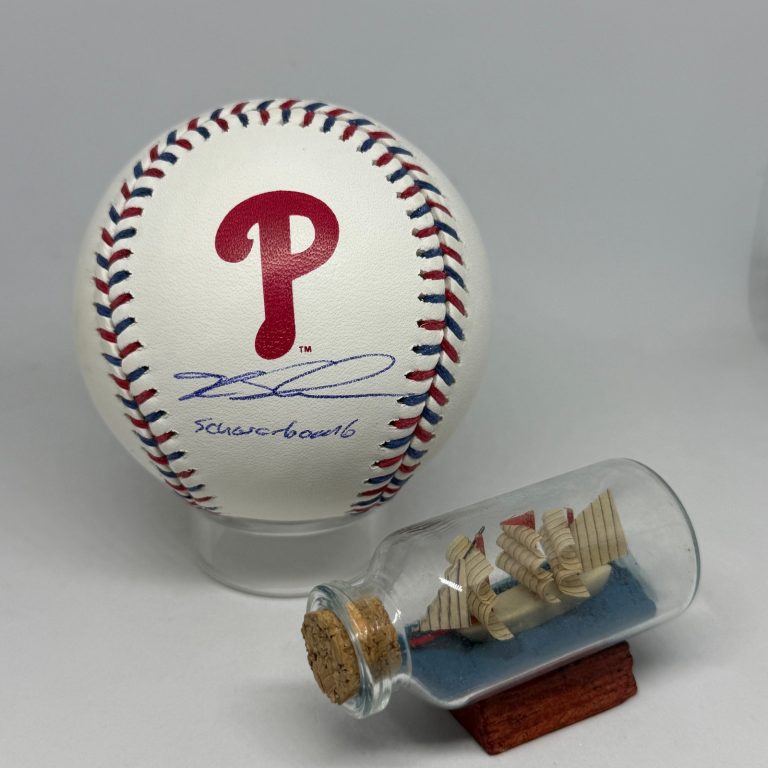 Kyle Schwarber signed Phillies Team Stitch Logo Baseball PSA COA Inscribed A4483