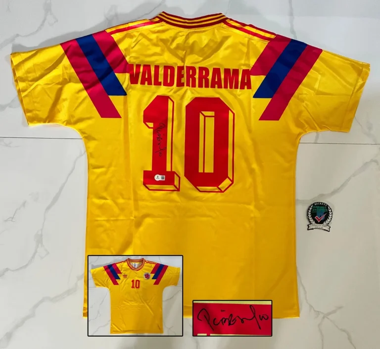 Pibe Carlos Valderrama Signed Jersey Colombia Beckett BAS COA
