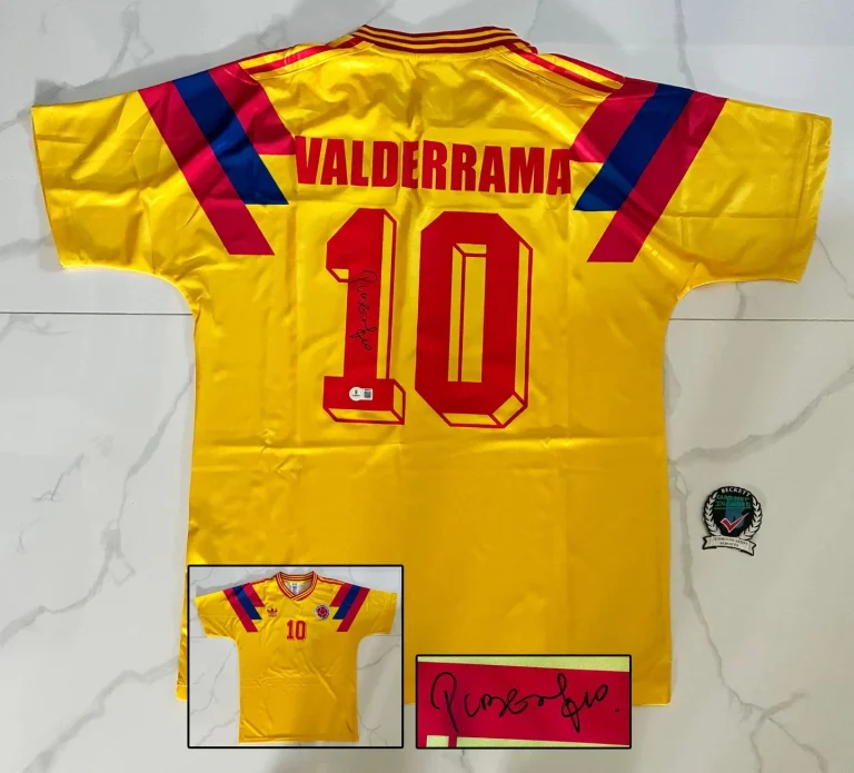 Pibe Carlos Valderrama Signed Jersey Colombia Beckett BAS 2 COA