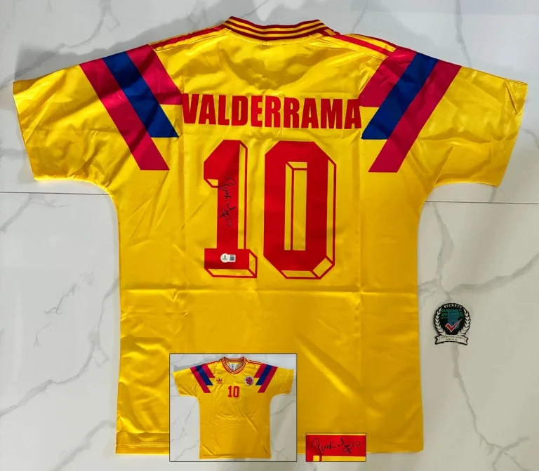 Pibe Carlos Valderrama Signed Jersey Colombia Beckett BAS 3 COA