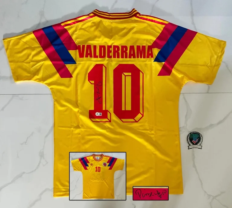 Pibe Carlos Valderrama Signed Jersey Colombia Beckett BAS 5 COA