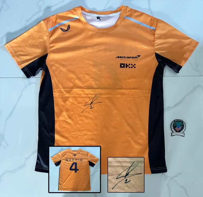 Lando Norris Signed Shirt McLaren Jersey Beckett BAS COA