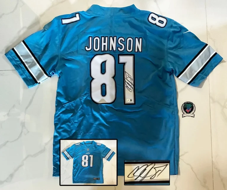 Calvin Johnson Signed Jersey Detroit Lions Beckett BAS COA