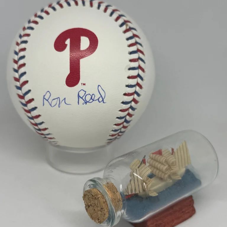 Ron Reed signed Phillies Logo Team Stitch Baseball JSA COA Auto A4567