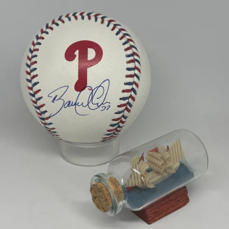 Bobby Abreu signed Phillies Logo Team Stitch Baseball JSA COA Auto A4568