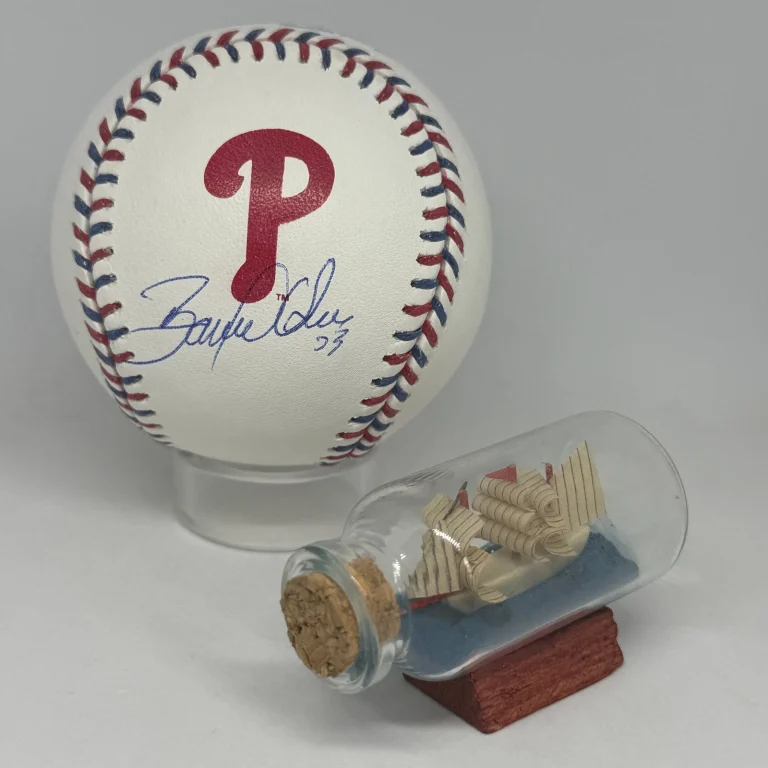 Bobby Abreu signed Phillies Logo Team Stitch Baseball JSA COA Auto A4570
