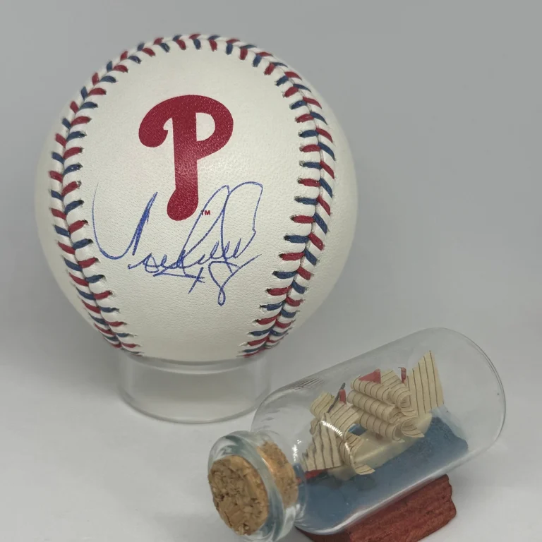 Juan Samuel signed Phillies Logo Team Stitch Baseball JSA COA Auto A4573