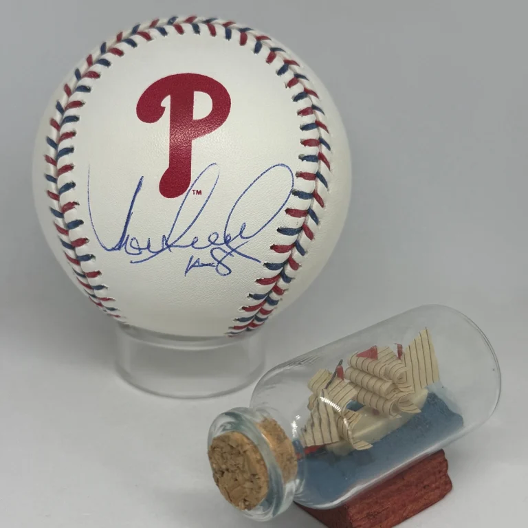 Juan Samuel signed Phillies Logo Team Stitch Baseball JSA COA Auto A4574