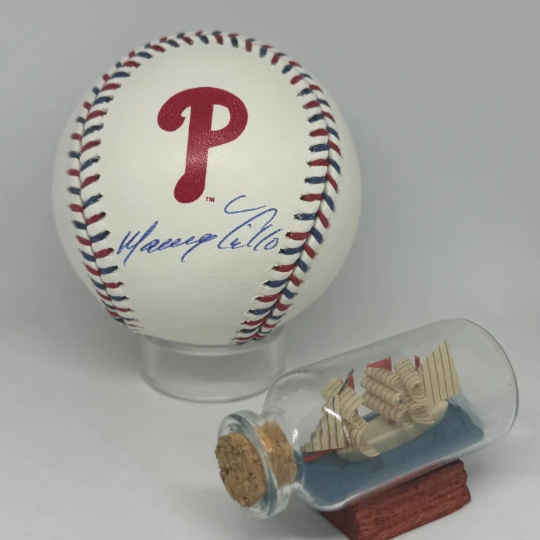 Manny Trillo signed Phillies Logo Team Stitch Baseball JSA COA Auto A4592