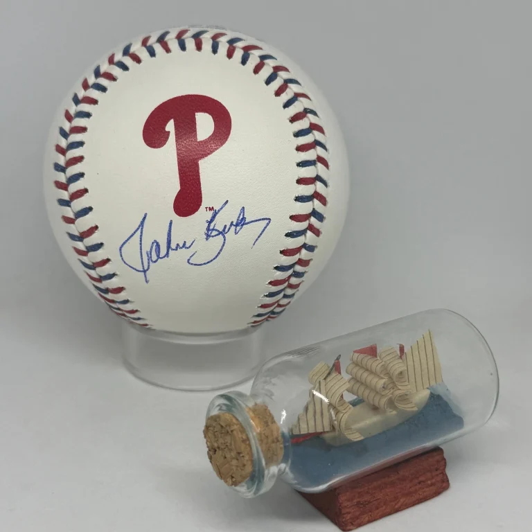 John Kruk signed Phillies Logo Team Stitch Baseball JSA COA Auto A4594