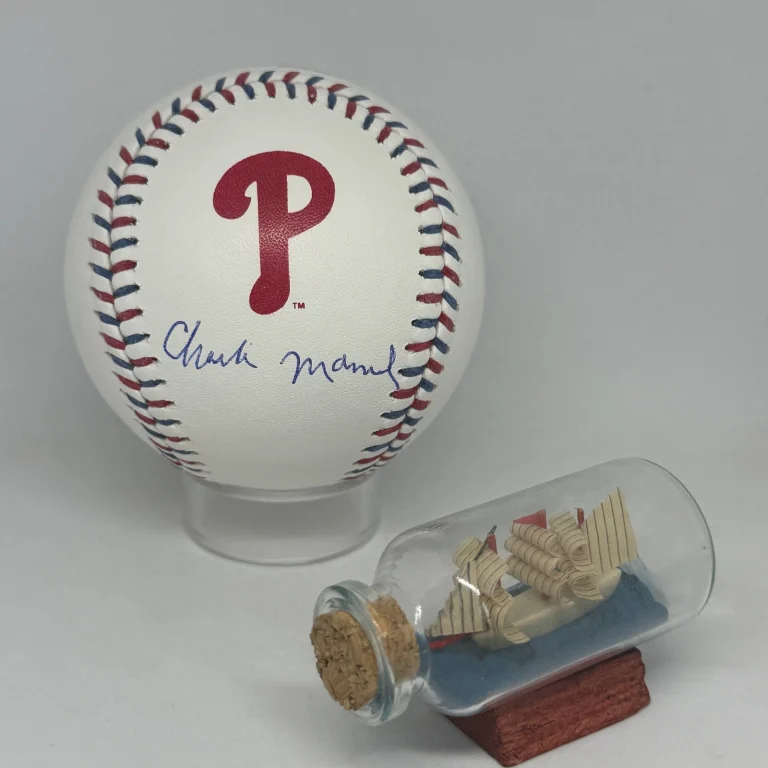 Charlie Manuel signed Phillies Logo Team Stitch Baseball JSA COA Auto A4601