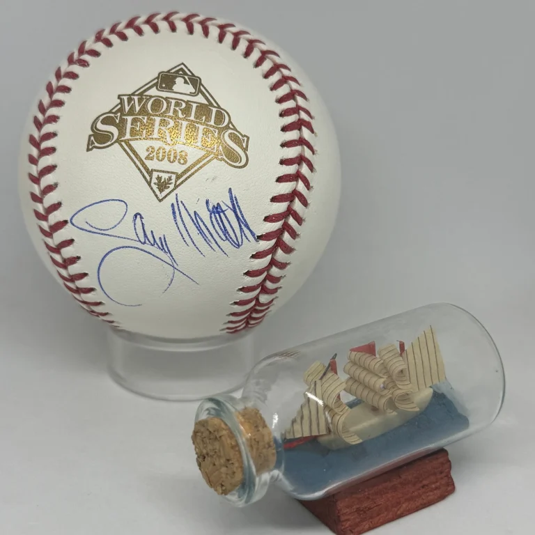 Gary Mathews signed Rawlings 2008 World Series Logo Baseball JSA Phillies A4587