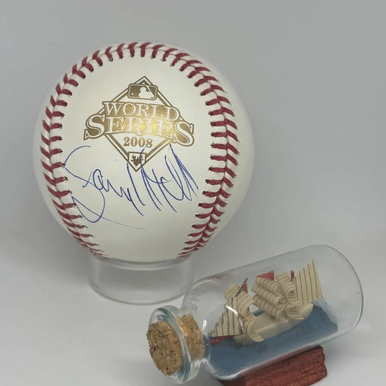 Gary Mathews signed Rawlings 2008 World Series Logo Baseball JSA Phillies A4588