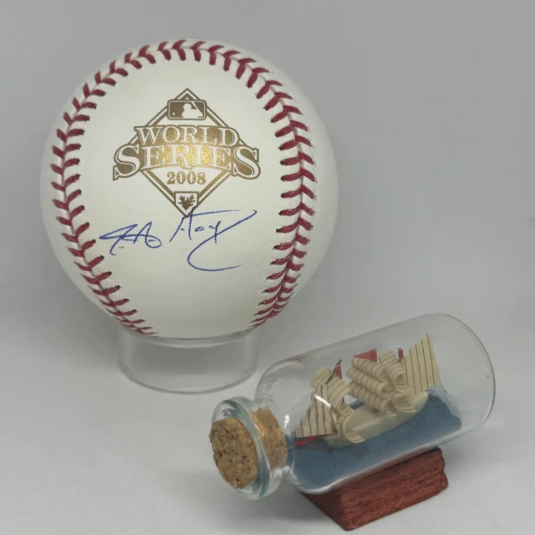 J.A. Happ signed Rawlings 2008 World Series Logo Baseball JSA COA Phillies A4596