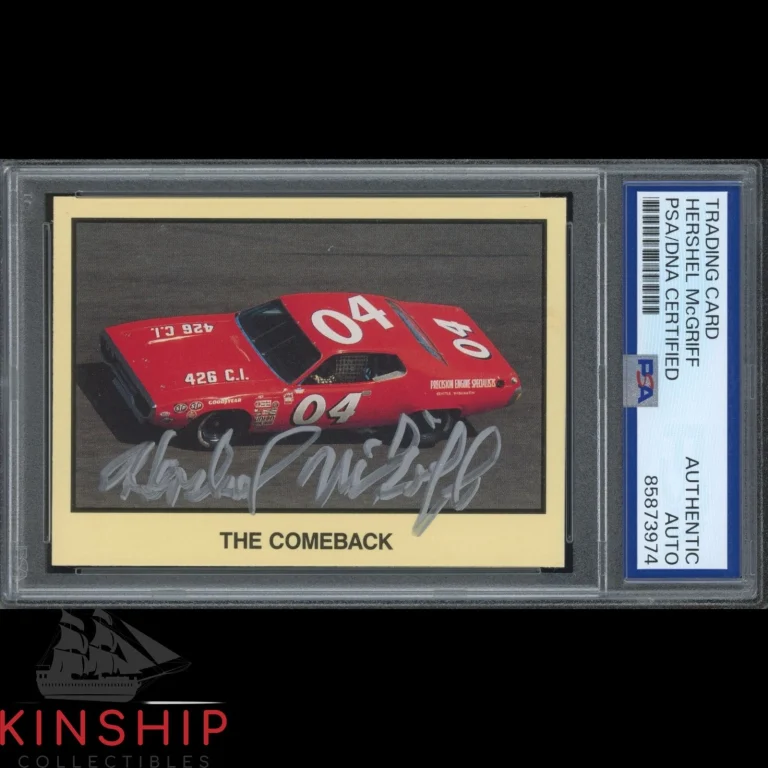 Hershel McGriff signed 1989-90 TG Masters of Racing Card PSA DNA Slab Auto C6369