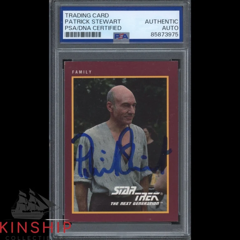 Patrick Stewart signed 1991 Impel Trading Card PSA DNA Slab Star Trek Auto C6377