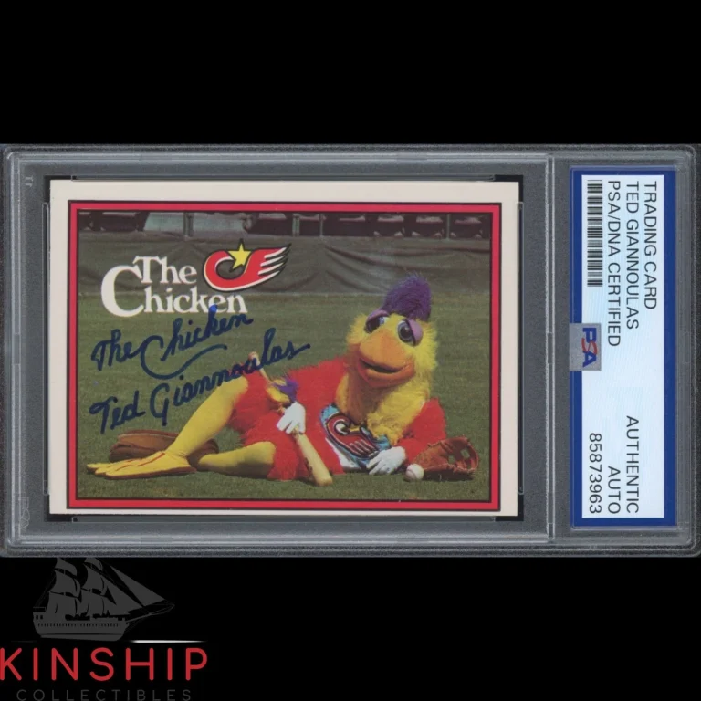 Ted Giannoulas signed 1982 Donruss Rookie Card PSA DNA Slab Chicken Auto C6374