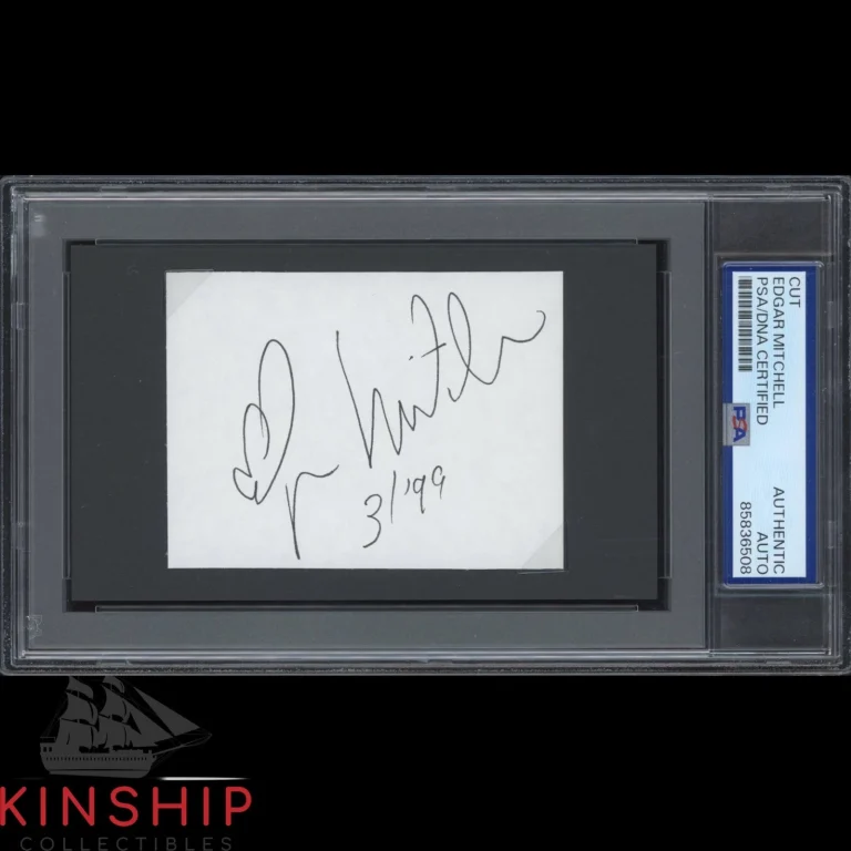 Edgar Mitchell signed Cut PSA DNA Slab Moonwalker Space Inscribed Auto C6410