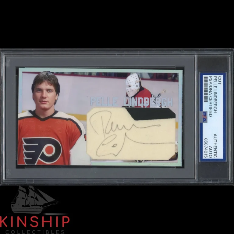 Pelle Lindbergh signed Cut 3x5 Custom Card PSA DNA Slab Flyers Hockey Auto C6472