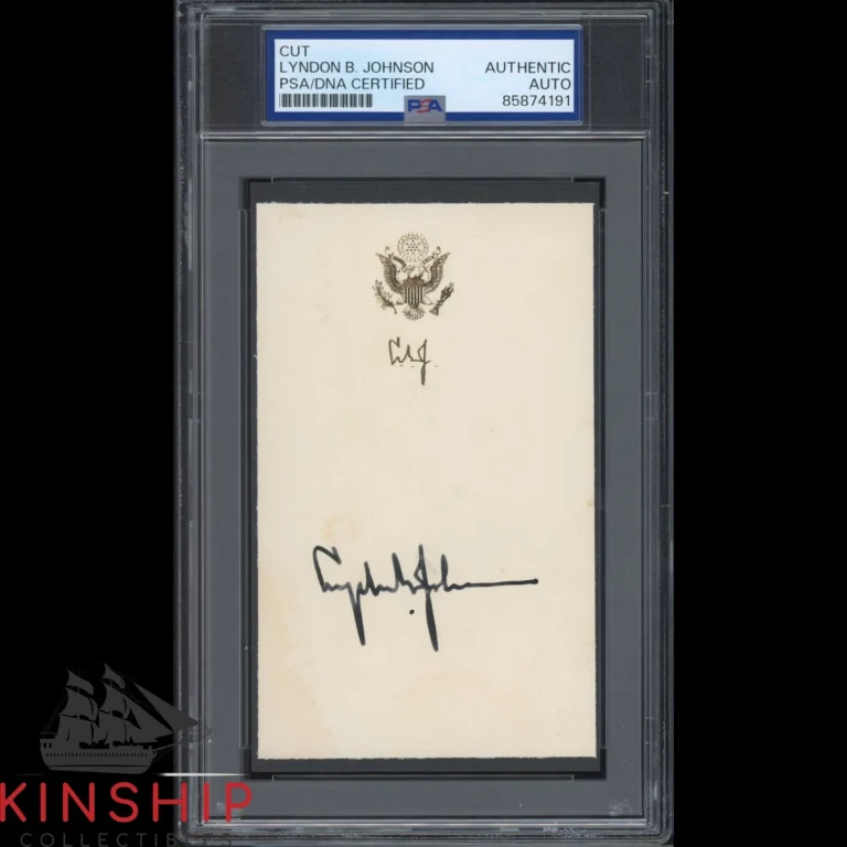 President Lyndon B Johnson signed Cut PSA DNA Slab Bold Auto C6455