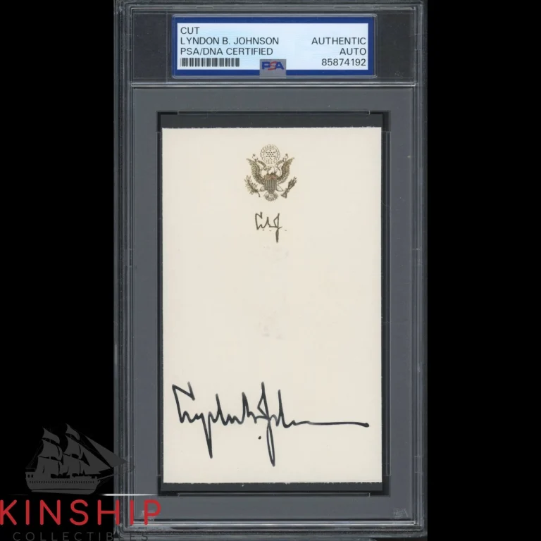 President Lyndon B Johnson signed Cut PSA DNA Slab Bold Auto C6454
