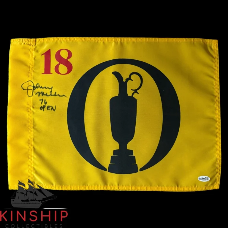 Johnny Miller signed British Open Undated Flag JSA COA Golf Inscribed Auto G199