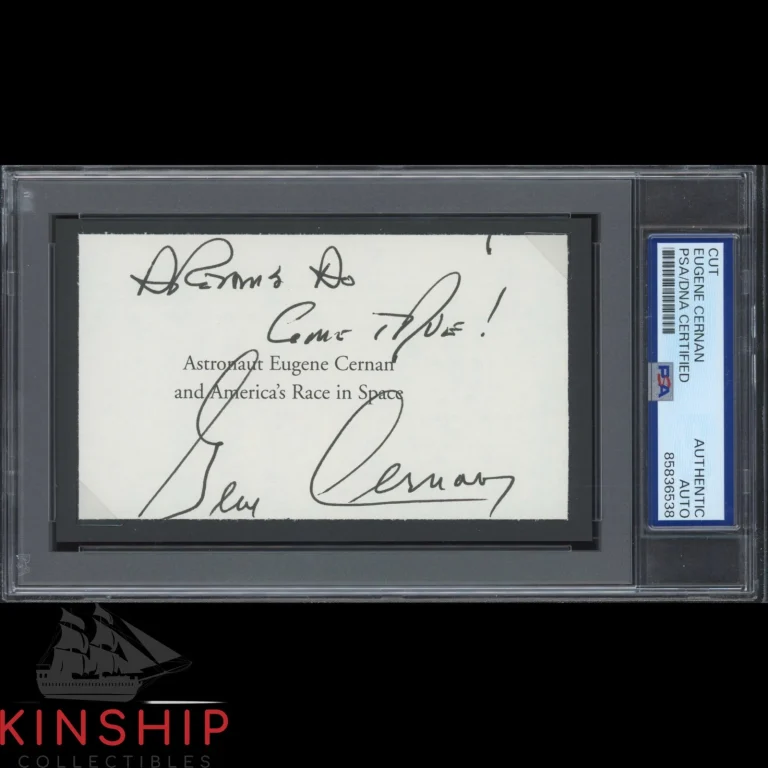 Gene Cernan signed Cut PSA DNA Slab Apollo Space Astronaut Inscribed Auto C6397