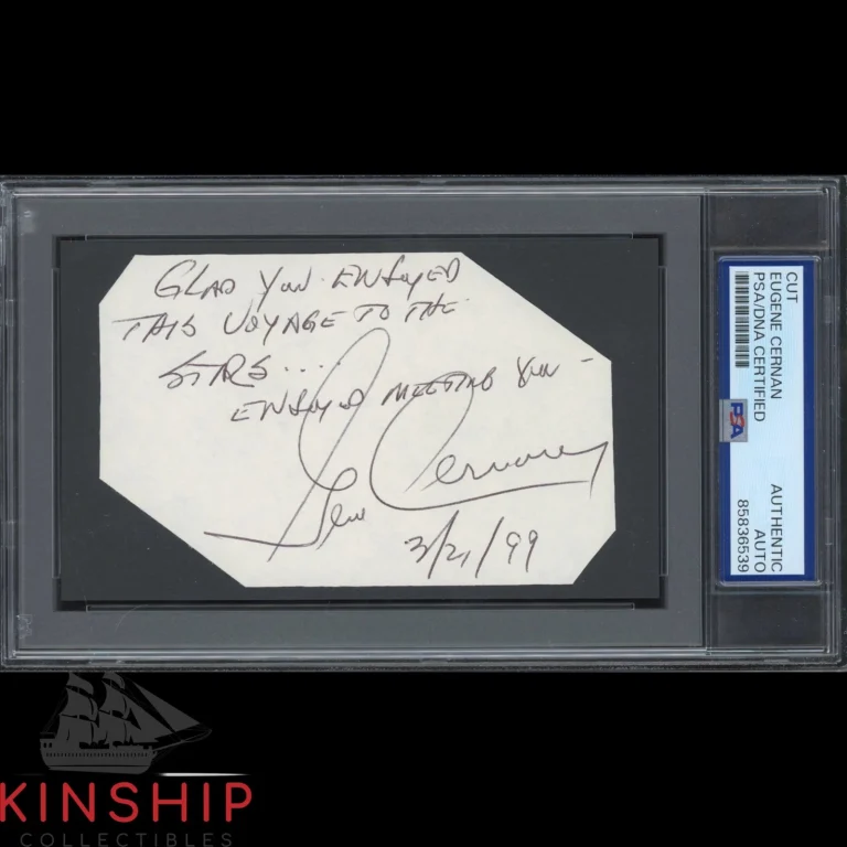 Gene Cernan signed Cut PSA DNA Slab Apollo Space Astronaut Inscribed Auto C6393