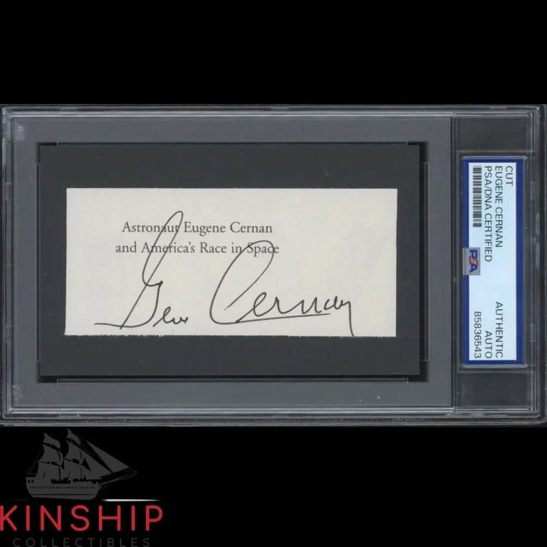 Gene Cernan signed Cut PSA DNA Slab Apollo Space Astronaut Auto C6395