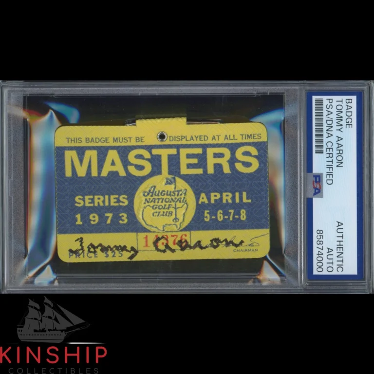 Tommy Aaron signed 1973 Masters Badge PSA DNA Slab Augusta Golf Auto C6482