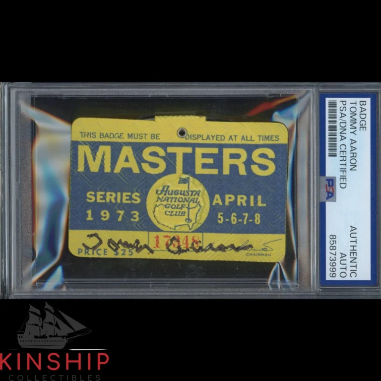 Tommy Aaron signed 1973 Masters Badge PSA DNA Slab Augusta Golf Auto C6483