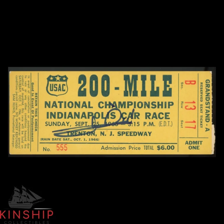 Mario Andretti signed 1966 200-Mile USAC Race Ticket JSA COA NASCAR F1 Z2637