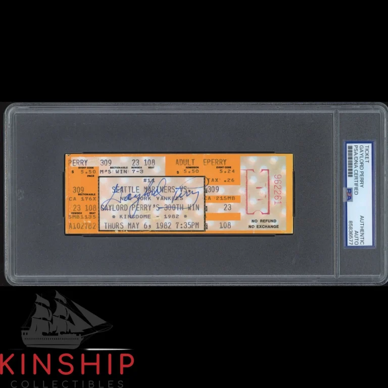 Gaylord Perry signed 300 Win Ticket PSA DNA Slab HOF Baseball Auto C6487