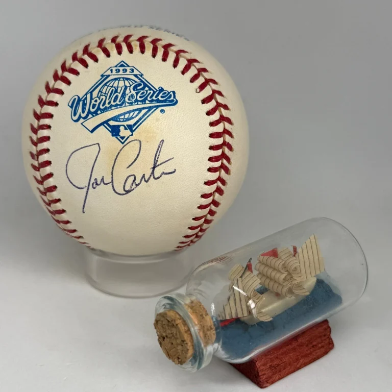 Joe Carter signed Rawlings 1993 World Series Logo Baseball JSA Blue Jays A4609