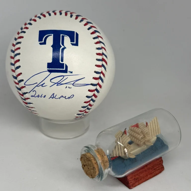 Josh Hamilton signed Texas Rangers Team Stitch Logo Baseball JSA Inscribed A4628