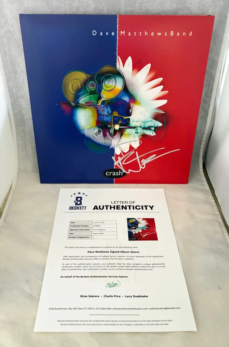 Dave Matthews Signed Vinyl LP Album Crash Beckett BAS COA