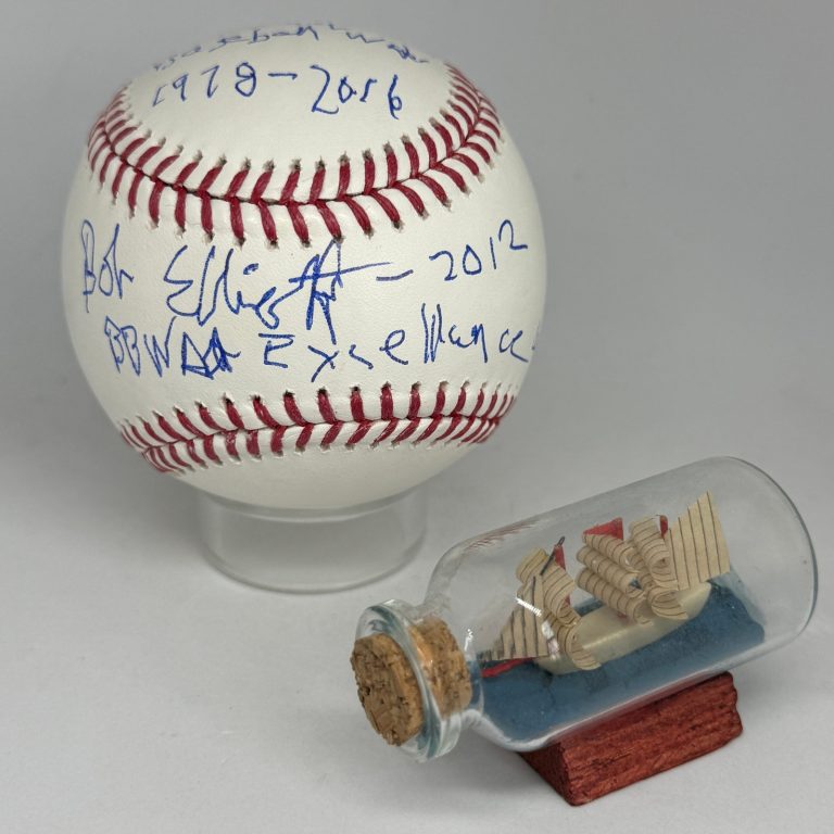 Bob Elliott signed Rawlings OML Baseball JSA Inscribed HOF Writer Spink A4661