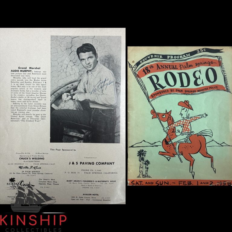Audie Murphy signed Rodeo Program JSA LOA Rare Military Actor Auto Z2643