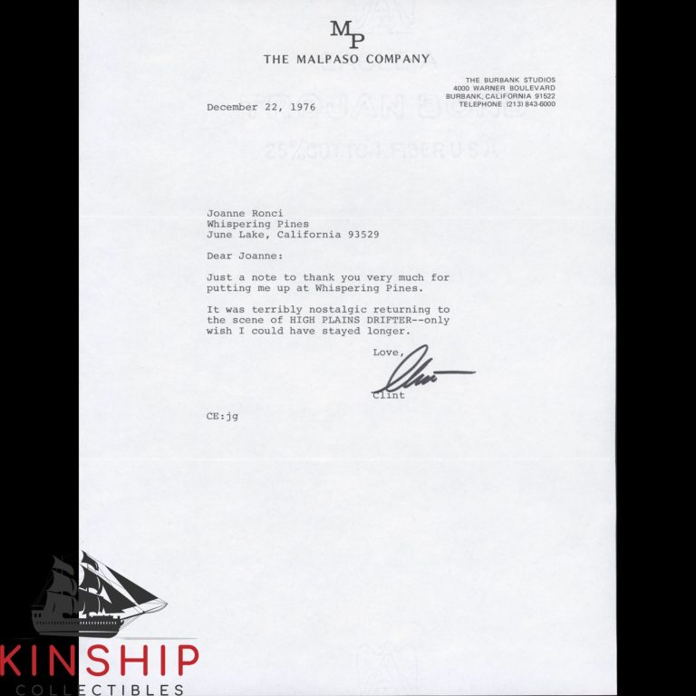 Clint Eastwood signed Typed Letter TLS JSA LOA Rare Actor Auto Grade 10 Z2644