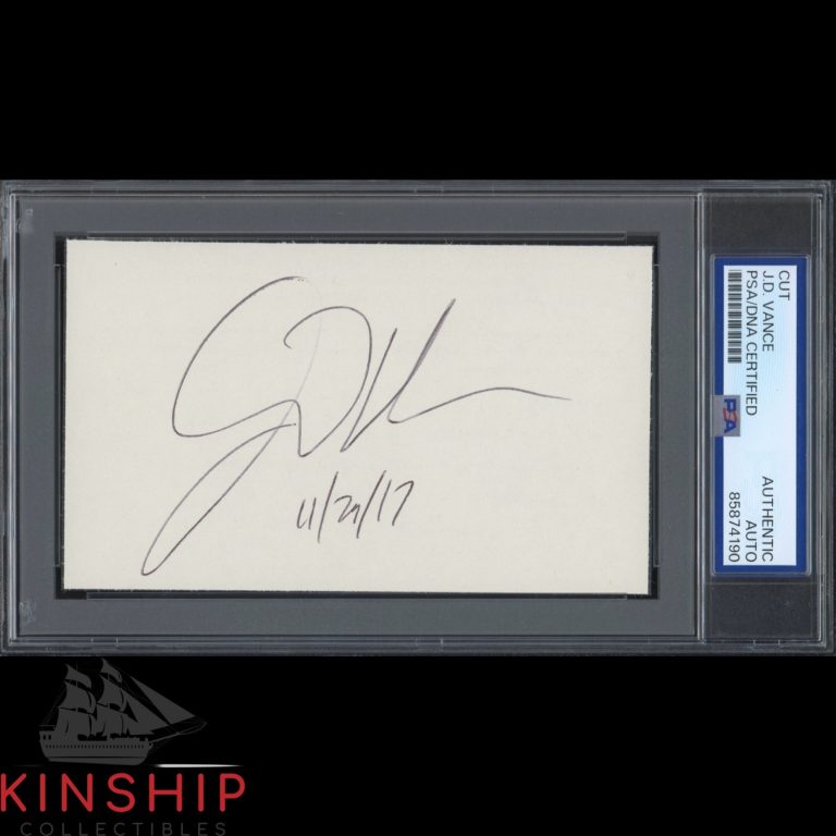 Vice President JD Vance signed 3x5 Cut PSA DNA Slab Trump VP Auto C6488