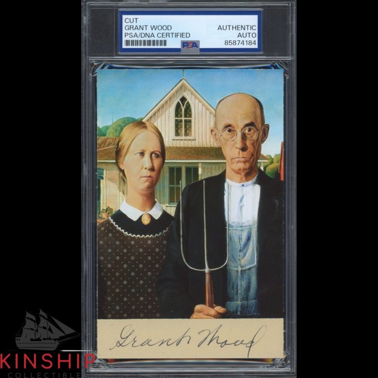 Grant Wood signed Cut PSA DNA Slab American Gothic Artist Auto C6490