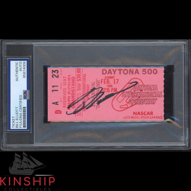 Bill Elliott signed 1985 Daytona 500 Ticket PSA DNA Slab NASCAR Auto C6489