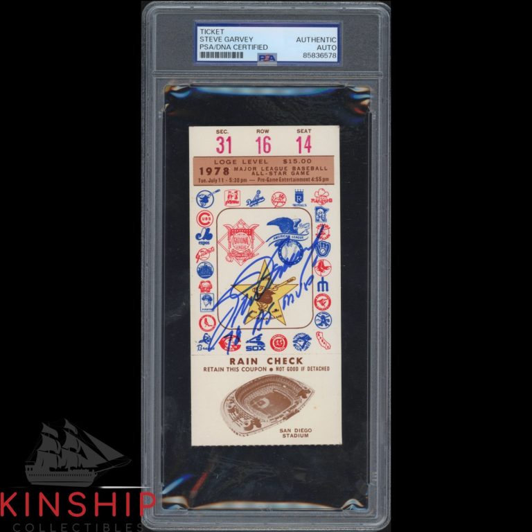 Steve Garvey signed 1978 All Star Game Ticket PSA DNA Slab Inscribed MVP C6491
