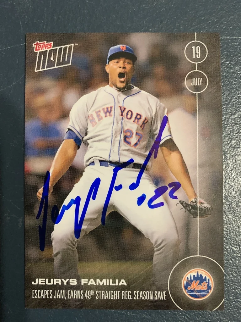 JEURYS FAMILIA   NEW YORK METS   2018 TOPPS NOW  SIGNED CARD
